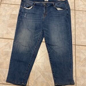 Womens Rebel distressed solid blue stretch plus size jeans 24W